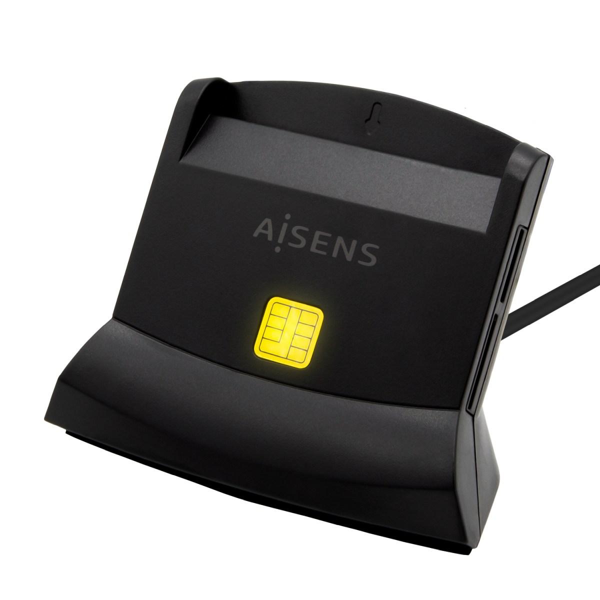 Lettore di smart card Aisens USB-C DNI con lettore di micro card SIM, SD, Micro SD, MMC, RS-MMC, MMC - Colore nero