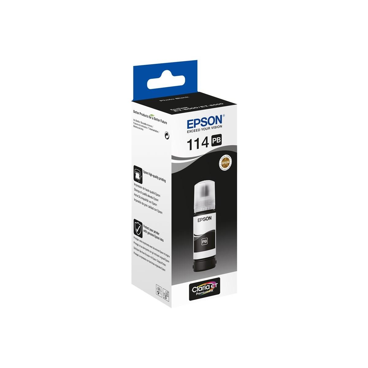Inchiostro Originale (C13T07B140, 114) EPSON Ecotank ET-8550 (70ml) NERO FOTO