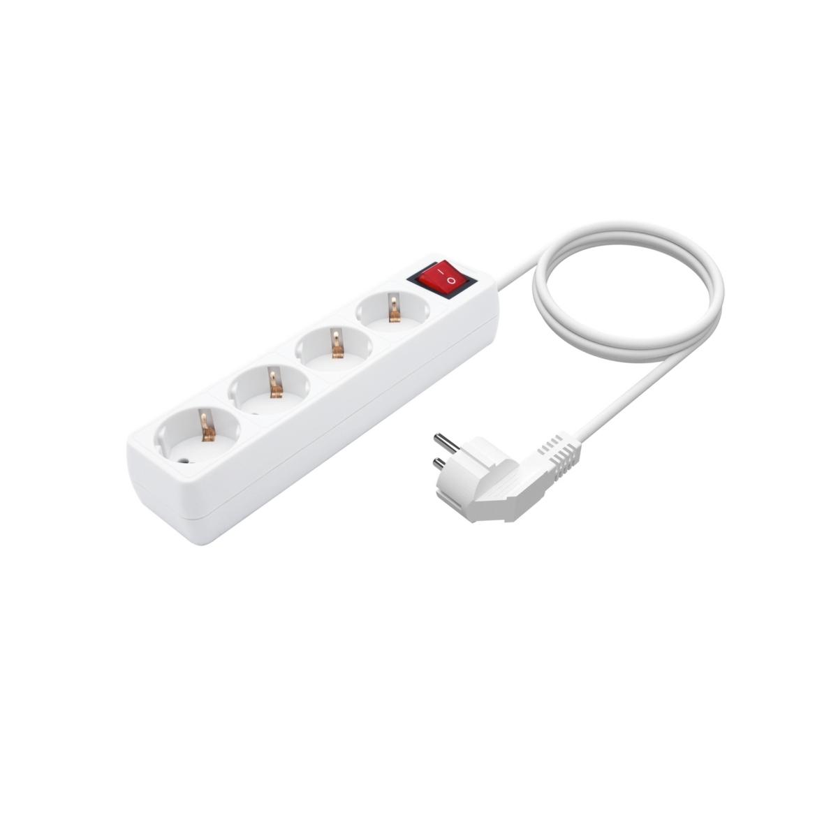 Ciabatta Multipresa Aisens 4 Prese con Interruttore con Cavo 3×1,5mm2 - 1,4m - Colore Bianco