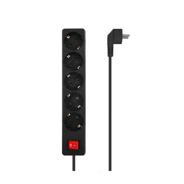 Aisens Multipresa Aisens 5 Prese con Interruttore con Cavo 3×1,5mm2 - 1,4m - Colore Nero