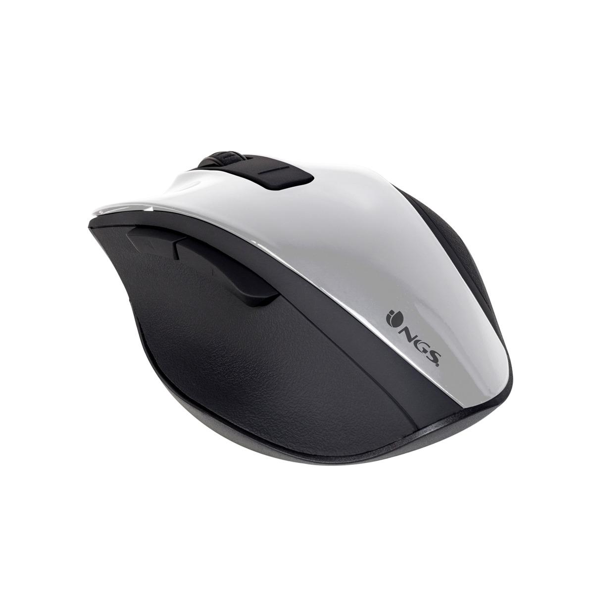 Mouse USB wireless NGS Bow 1600 dpi - 4 pulsanti - Utilizzo per destrimani - Colore bianco/nero