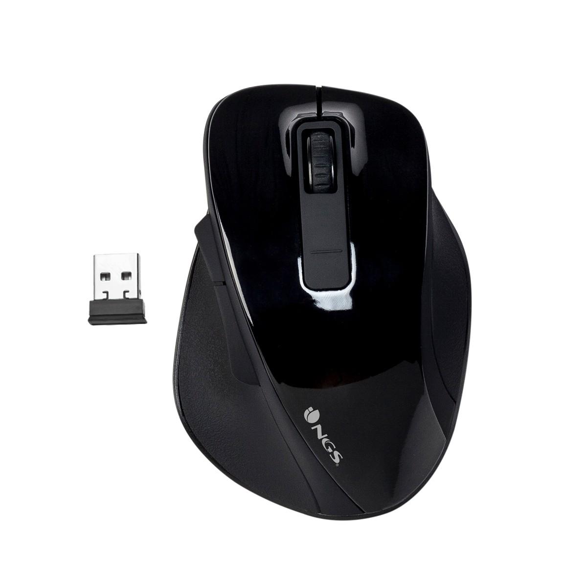 Mouse USB wireless NGS Bow 1600 dpi - 4 pulsanti - Utilizzo per destrimani - Colore nero