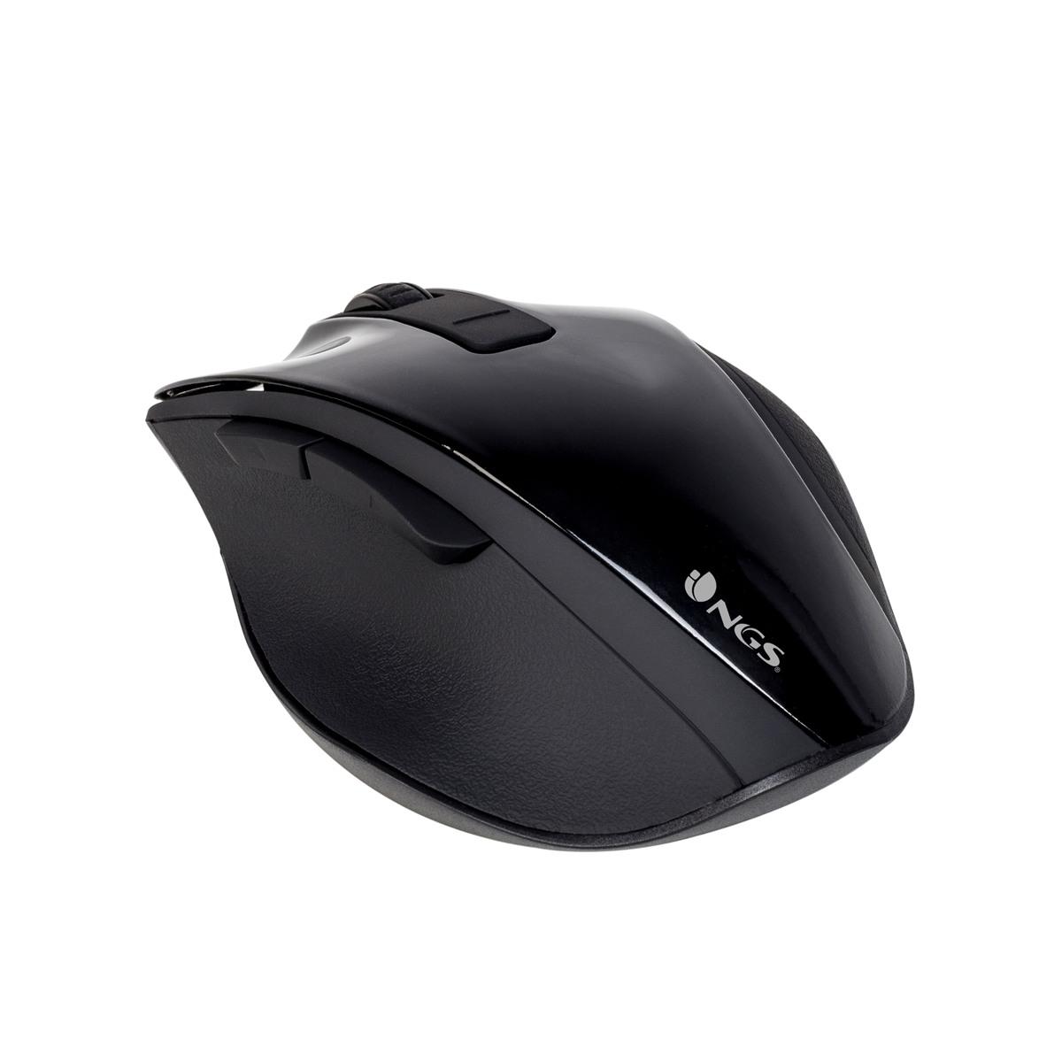 Mouse USB wireless NGS Bow 1600 dpi - 4 pulsanti - Utilizzo per destrimani - Colore nero