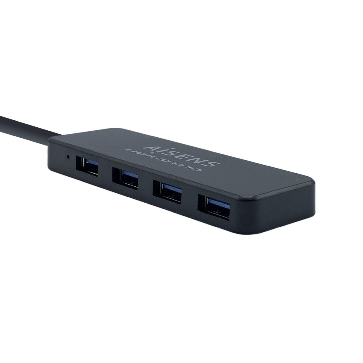HUB USB 3.0 Aisens - Tipo A Maschio a 4xTipo A Femmina - 30 cm - Colore Nero