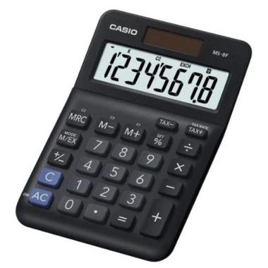 Calcolatrice Casio MS-8F - Schermo LCD a 8 cifre - Solare e batterie - Colore nero