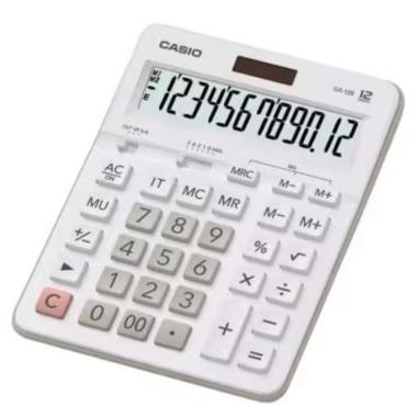 Calcolatrice Casio GX-12B - Schermo LCD a 12 cifre - Solare e batterie - Colore bianco