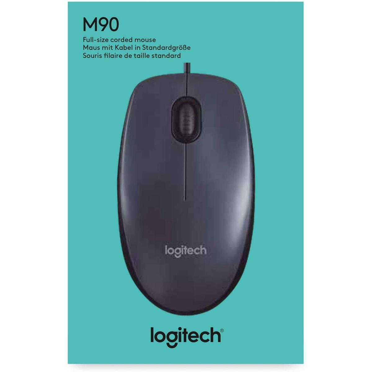 Mouse USB Logitech M90 1000 dpi - 3 pulsanti - Uso ambidestro - Colore nero