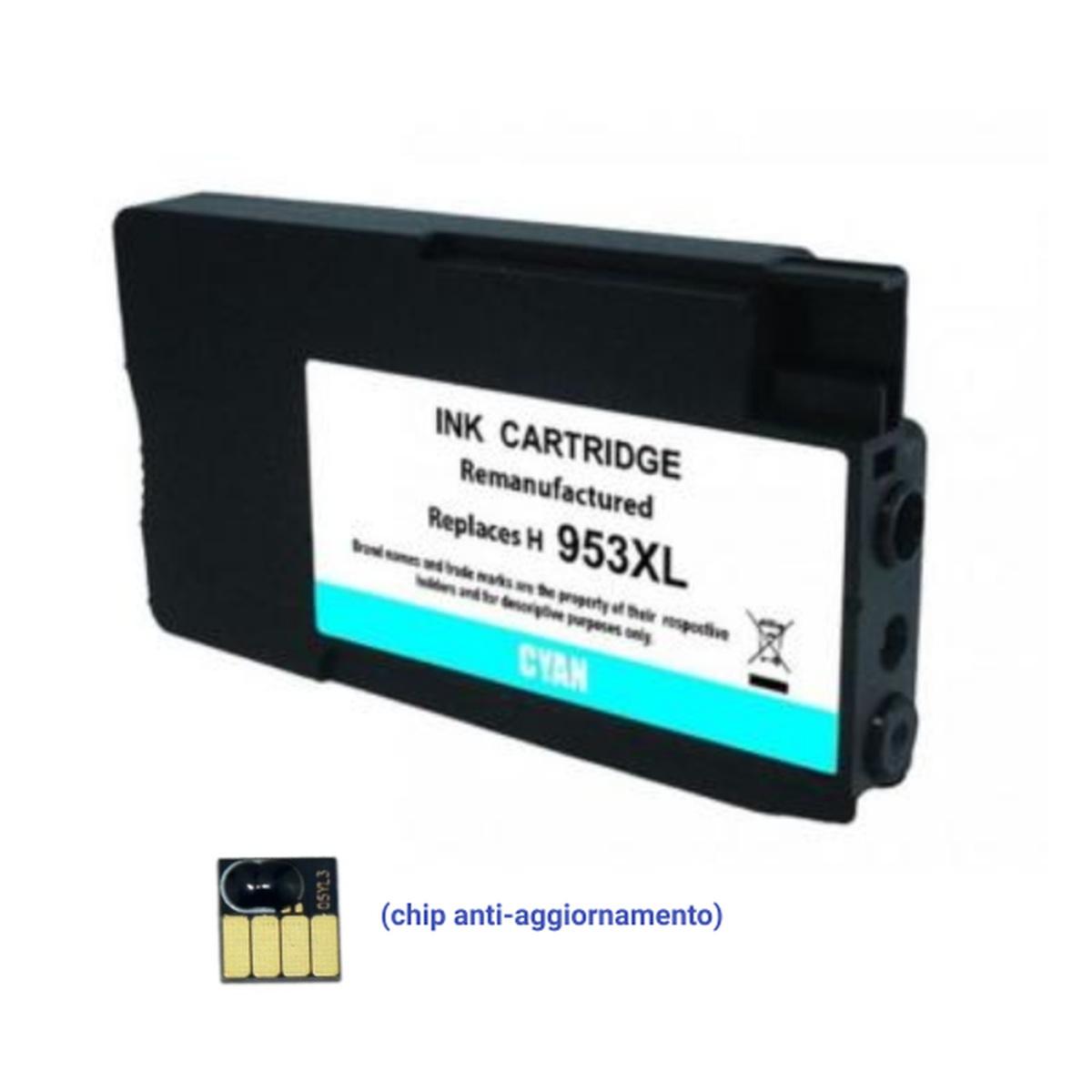 Cartuccia Compatibile (F6U16AE, 953XLC) per Hp Officejet Pro 8210 (1,6K) CIANO XL (chip anti-aggiornamento)