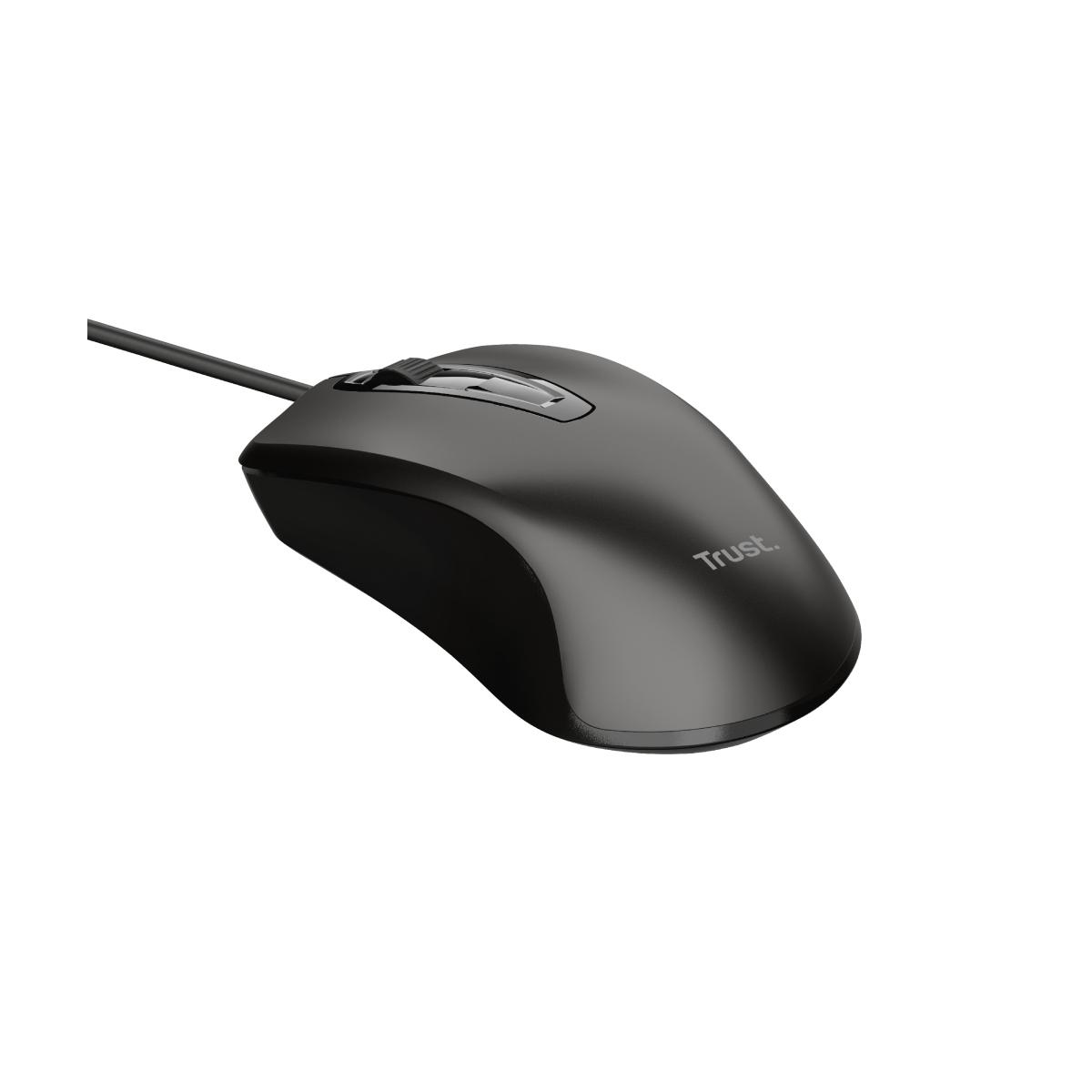 Mouse USB Trust 1200 dpi - 3 pulsanti - Uso ambidestro - Cavo da 1,70 m
