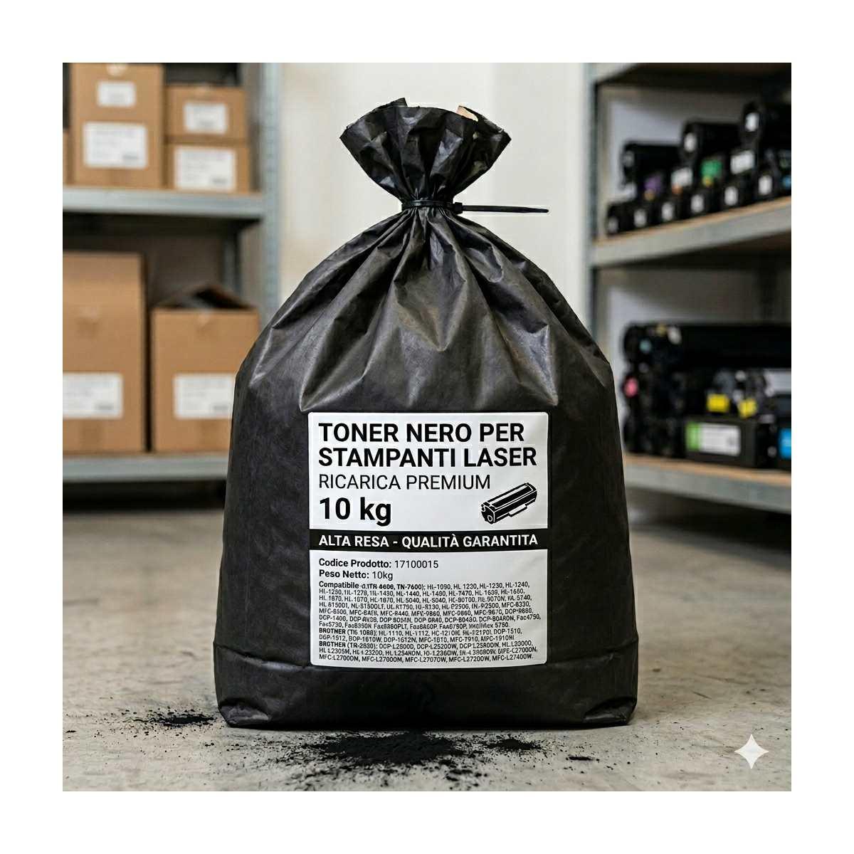 Toner in sacco da 20Kg per Brother TN6300, TN1050, TN2320 (2X10Kg) (B-161)