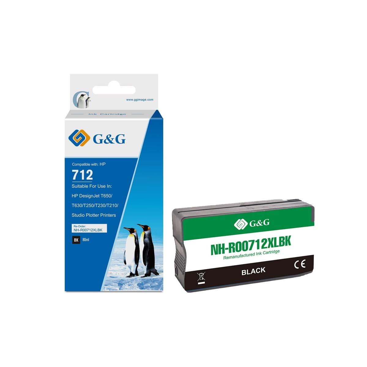 Cartuccia Rigenerata Anti-firmware upgrade (3ED71A, 712) per HP DesignJet T230 (80ml) NERO XL