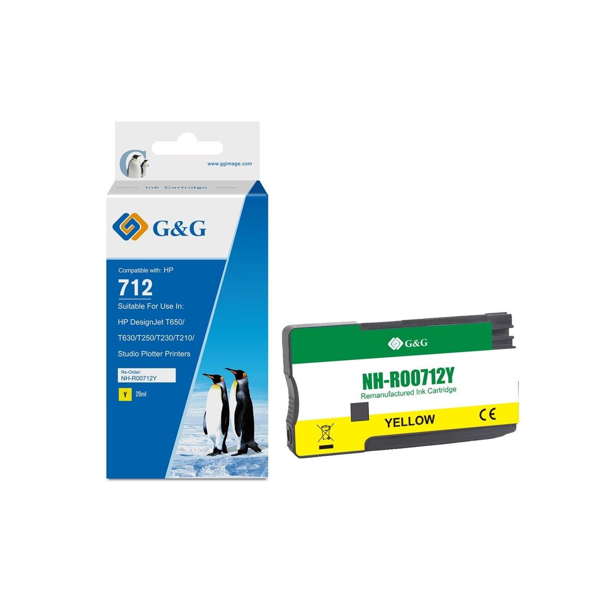Cartuccia Rigenerata Anti-firmware upgrade (3ED69A, 712) per HP DesignJet T230 (29ml) GIALLO
