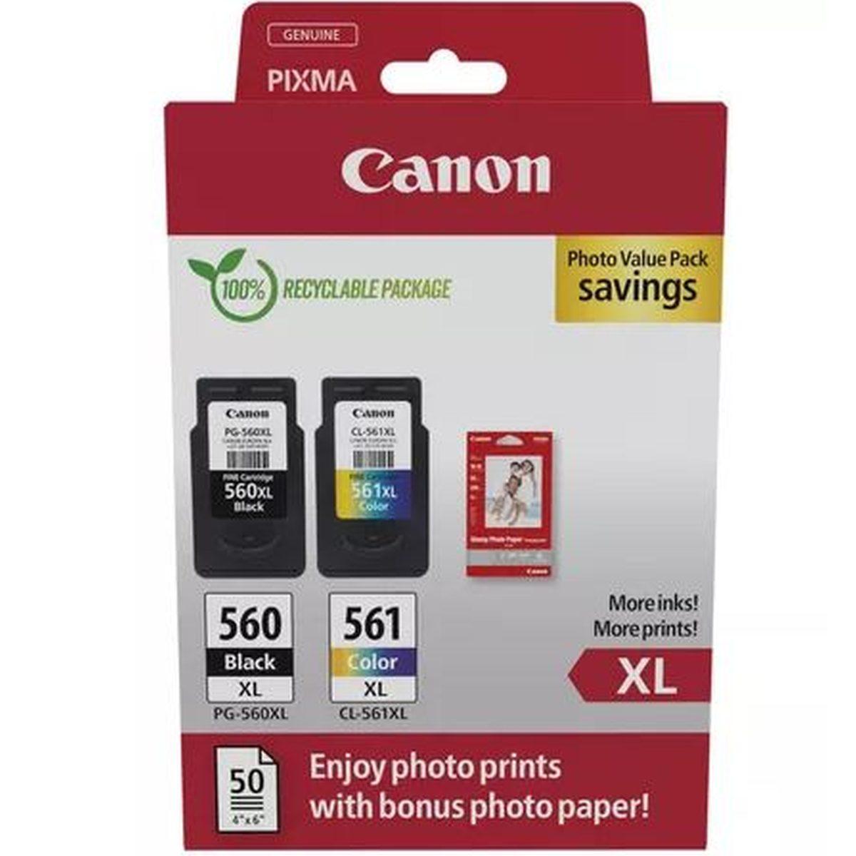 Multipack Originale (PG-560XL, CL-561XL, 3712C008) CANON TS5350 + carta fotografica lucida GP-501