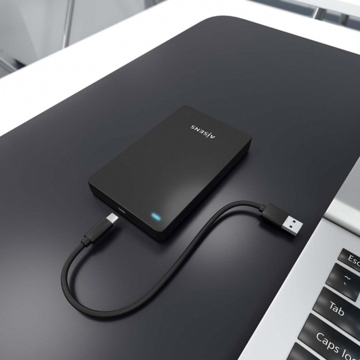 Box Esterno Modello Aisens per Dischi Rigidi - Installazione senza attrezzi - Plug and Play - Connessione USB-C USB 3.1 Gen1 - Velocità fino a 5,0 Gbps - Indicatore LED - Compatibi