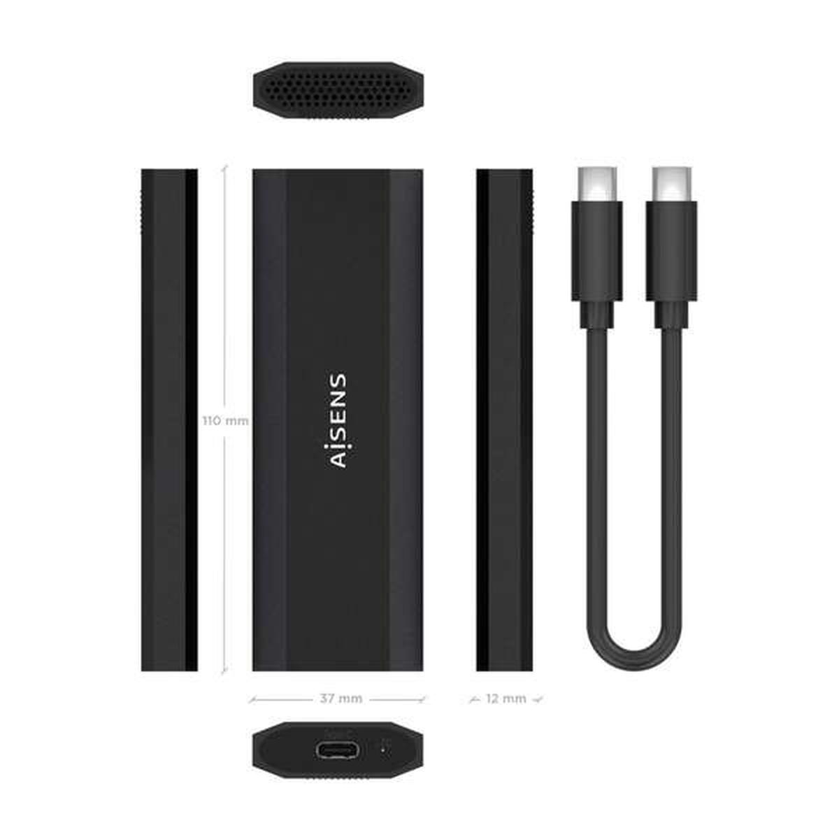 Aisens Box esterno M.2 (NGFF) Asm2-029Gr NVME a USB3.2 Gen2 | Nero