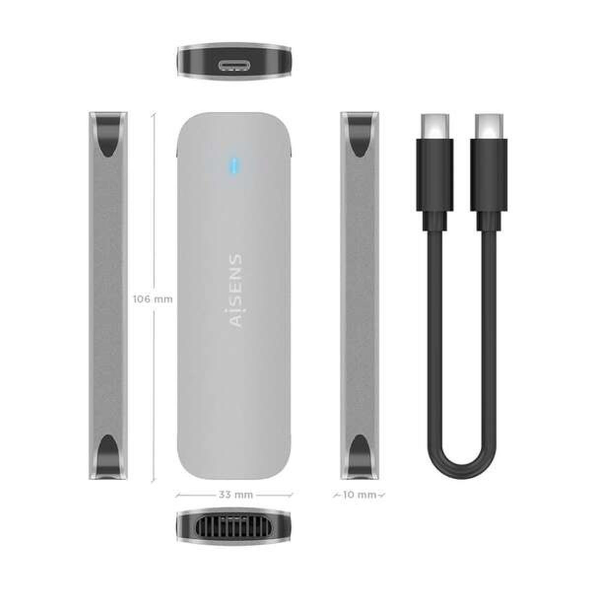 Aisens Box Esterno M.2 (NGFF) ASM2-024B NVMe a USB3.2 GEN2 - Colore Argento