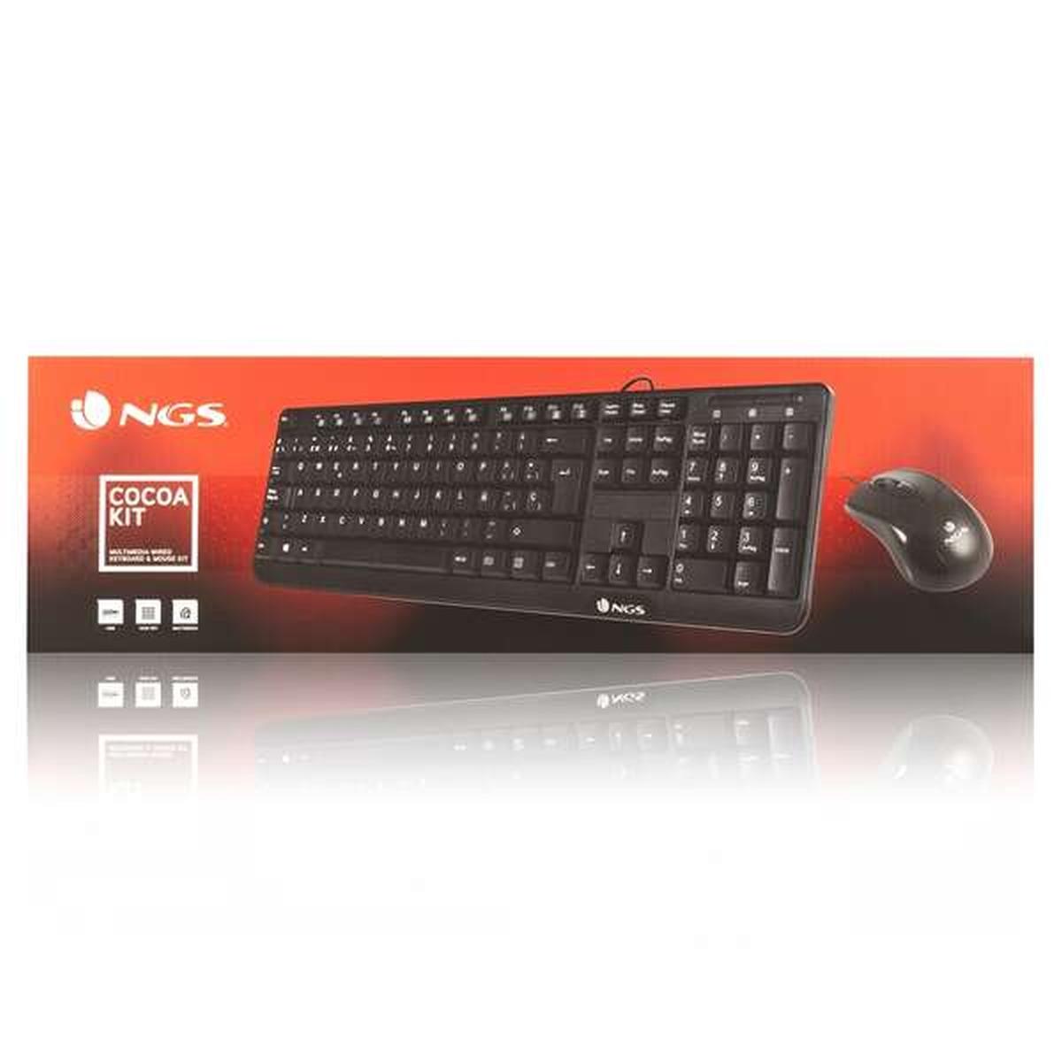 Kit Tastiera Multimediale e Mouse con Filo NGS - QWERTY Italiana - 12 Tasti Multimediali - Colore Nero