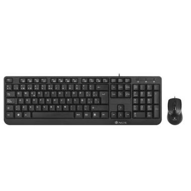 Kit Tastiera Multimediale e Mouse con Filo NGS - QWERTY Italiana - 12 Tasti Multimediali - Colore Nero