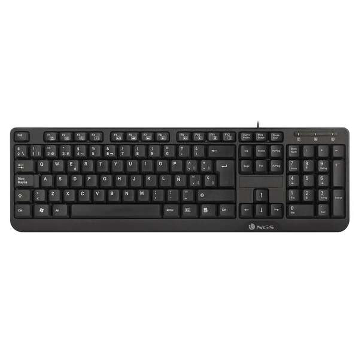 Tastiera NGS con 12 Tasti Multimediali - Cavo da 1,4 m - QWERTY Italiana - Colore Nero