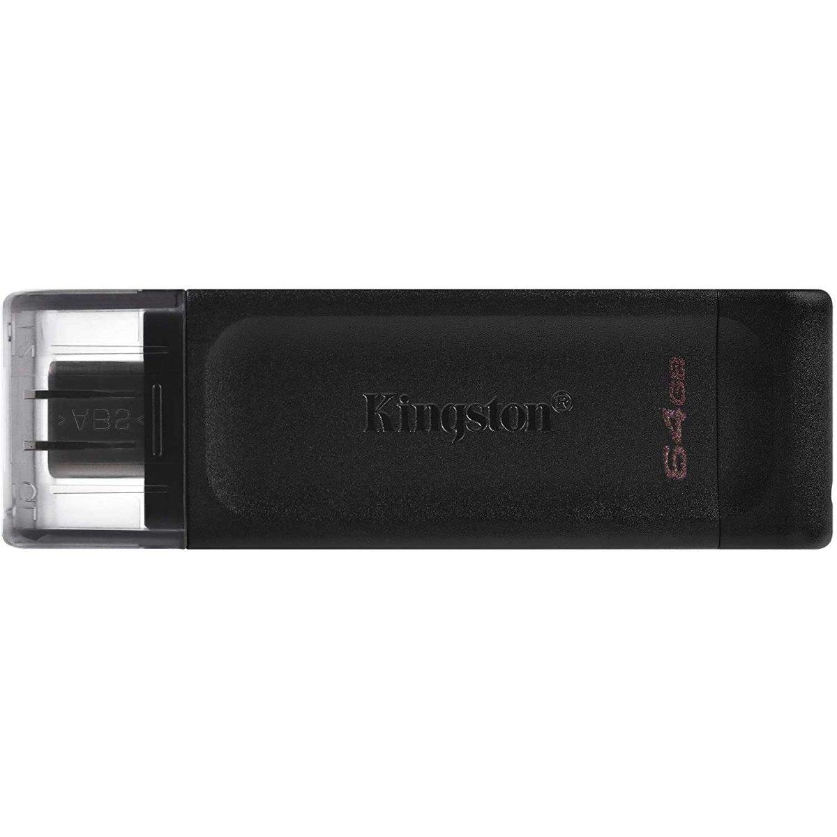 Pendrive Kingston DataTraveler 70 Memoria USB tipo C 64 GB - USB-C 3.2 Gen 1 - Con cover - Nero