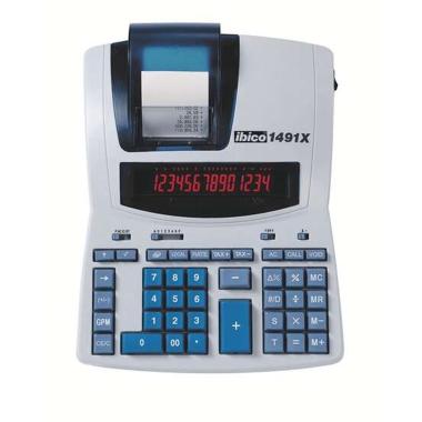 Calcolatrice termica professionale Ibico 1491X 14 cifre - Display LCD a 2 colori - Stampa in bianco e nero - Velocità 10 righe al secondo