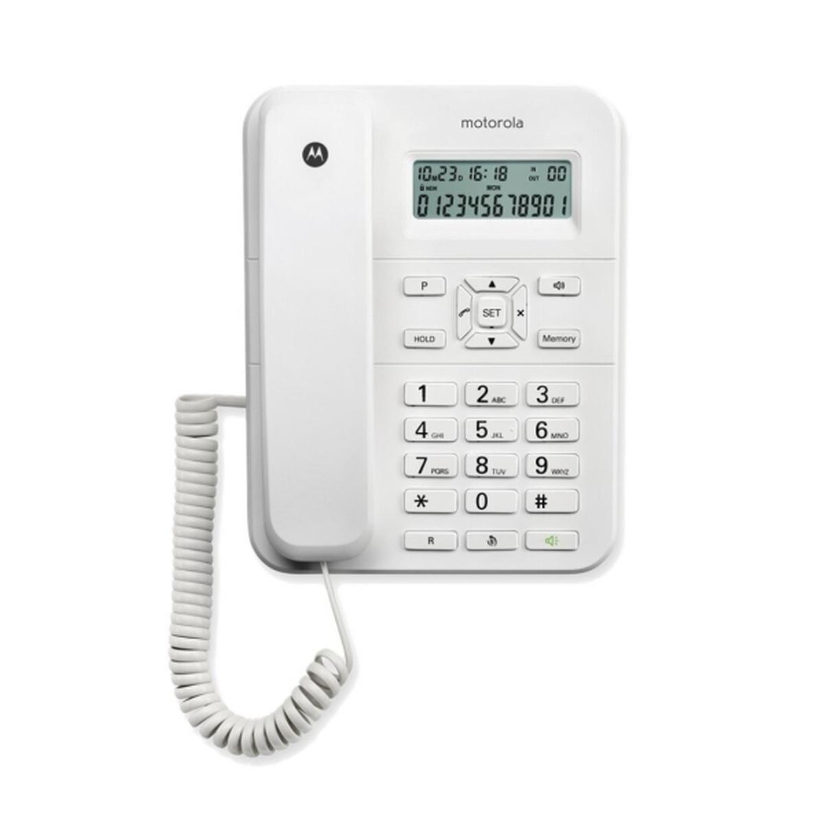 Telefono fisso Motorola CT202 - Vivavoce - Identificativo chiamante - Bianco