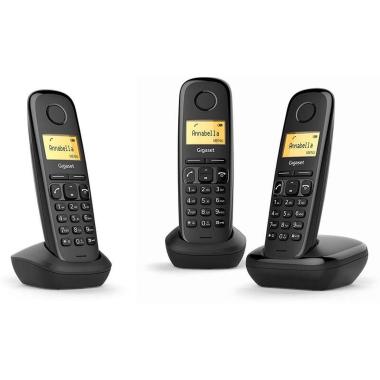 Telefono cordless Gigaset A170 Trio con Dect + 2 ricevitori extra - ID chiamante - Blocco tastiera - Controllo volume