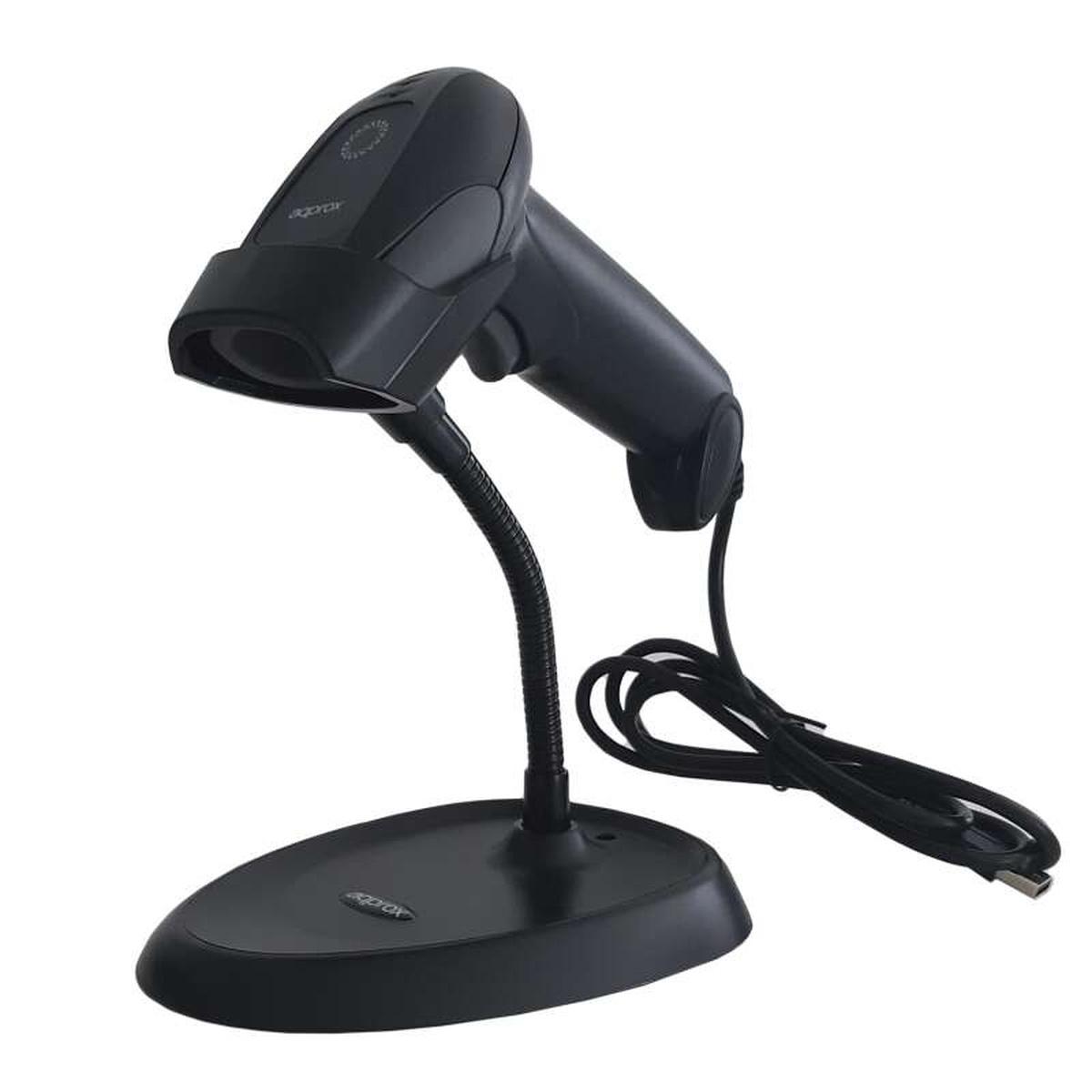 Lettore di codici a barre USB 1D con supporto - Indicatore LED, cicalino - Velocità 300 volte al secondo - Nero