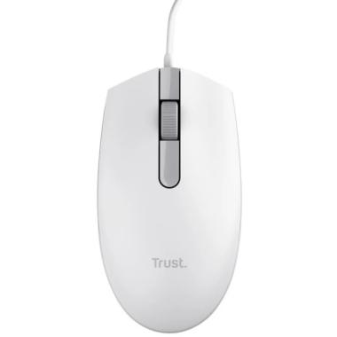 MOUSE Trust TM101 Eco USB 1200 dpi - Realizzato con il 50% di plastica riciclata - 3 pulsanti - Uso ambidestro - Cavo da 1,60 m - Bianco