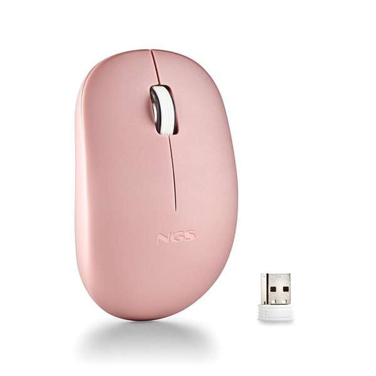 Mouse wireless NGS con tasti silenziosi - 2 pulsanti - Ambidestro - Rosa