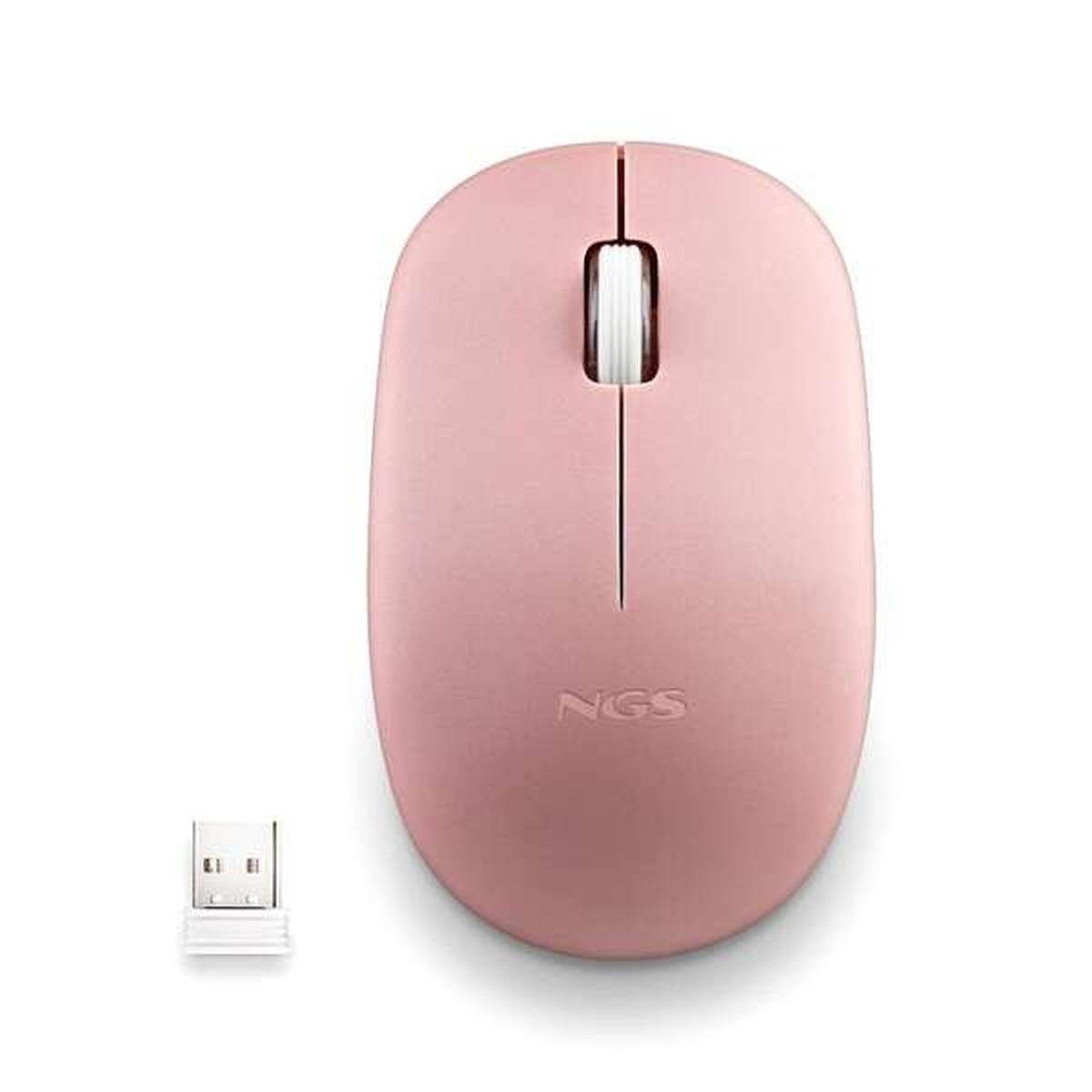Mouse wireless NGS con tasti silenziosi - 2 pulsanti - Ambidestro - Rosa
