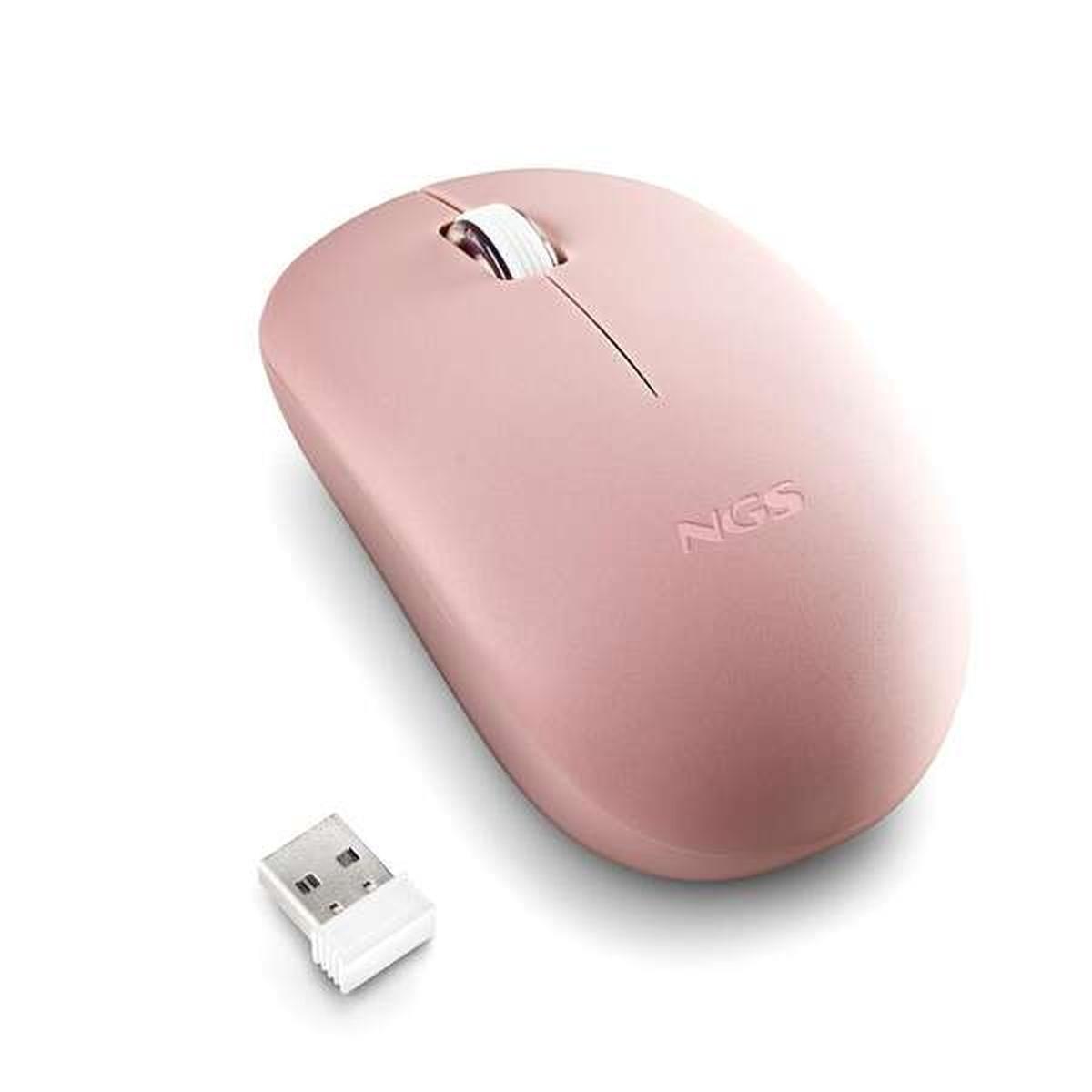 Mouse wireless NGS con tasti silenziosi - 2 pulsanti - Ambidestro - Rosa