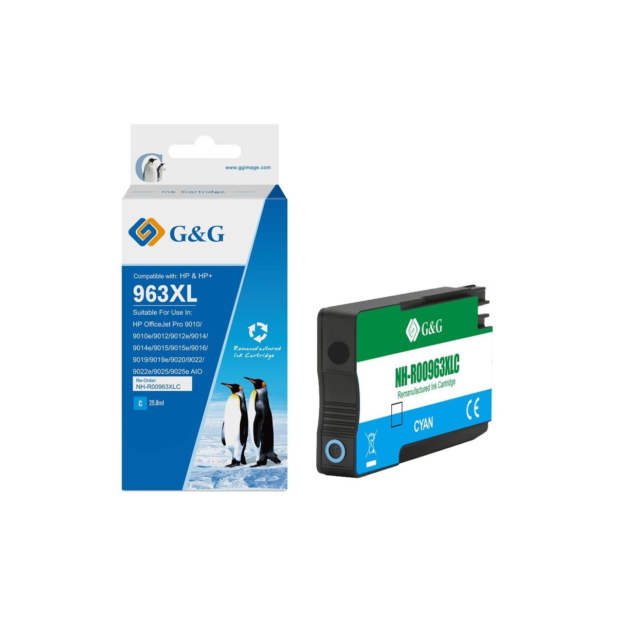 Cartuccia Rigenerata Anti-firmware upgrade (963XL, 3JA27AE) per Hp Officejet Pro 9010 (1,6K) CIANO