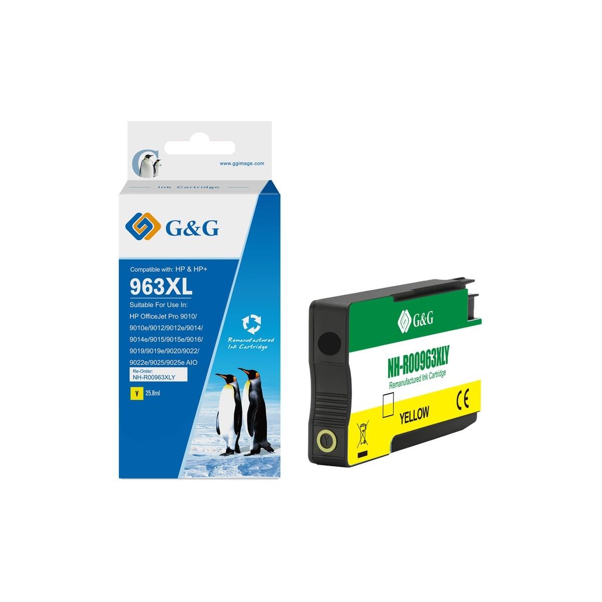 Cartuccia Rigenerata Anti-firmware upgrade (963XL, 3JA29AE) per Hp Officejet Pro 9010 (1,6K) GIALLO