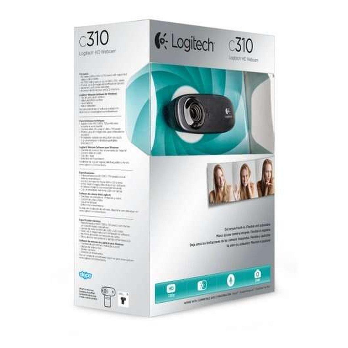 Webcam Logitech C310 HD 720p - 5Mpx - USB 2.0 - Microfono integrato - Angolo di visione 60º - Messa a fuoco fissa - Cavo 1,50 - Colore nero