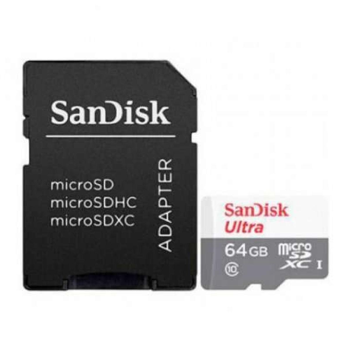 Scheda SanDisk Ultra Micro SDHC da 64 GB UHS-I U1 Classe 10 100 MB/s + adattatore SD