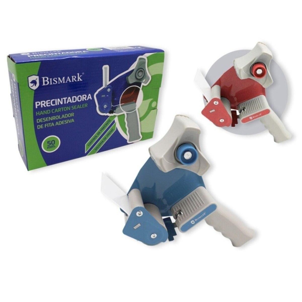 Dispenser per nastro adesivo Bismark New Line TD1201 - Lama in acciaio temperato - Impugnatura ergonomica - Colori casuali rosso e blu