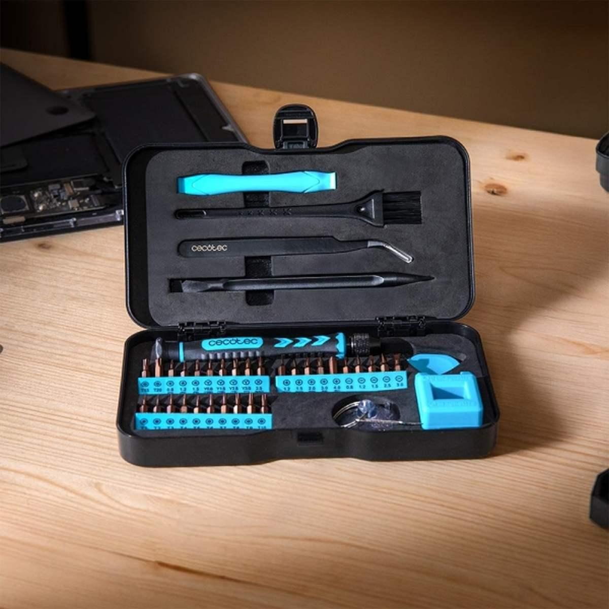 Set di cacciaviti di precisione Cecotec PrecisionGyro 100 - 39 pezzi - Accessori inclusi - Nero e blu
