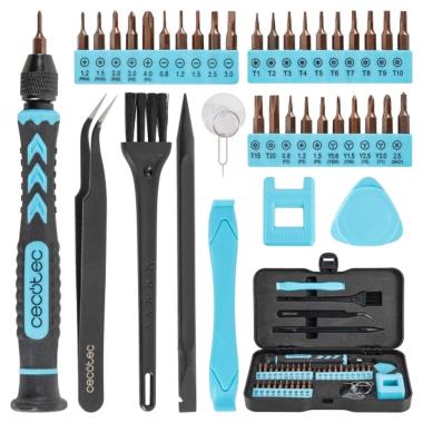 Set di cacciaviti di precisione Cecotec PrecisionGyro 100 - 39 pezzi - Accessori inclusi - Nero e blu