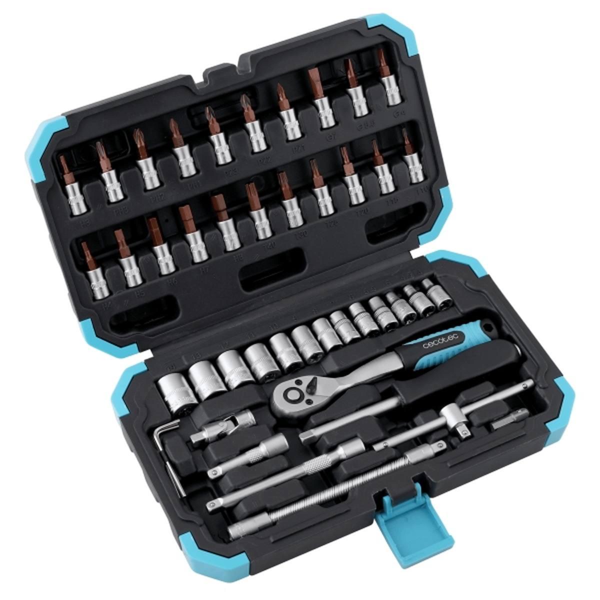 Set di attrezzi Cecotec ToolBox KRK 2200 - 46 pezzi - Accessori inclusi - Nero