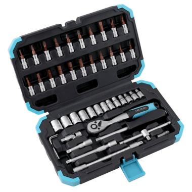Set di attrezzi Cecotec ToolBox KRK 2200 - 46 pezzi - Accessori inclusi - Nero