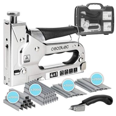 Chiodatrice/graffatrice Cecotec FastTacker 4 in 1 - Accessori inclusi - Valigetta per il trasporto - Colore acciaio