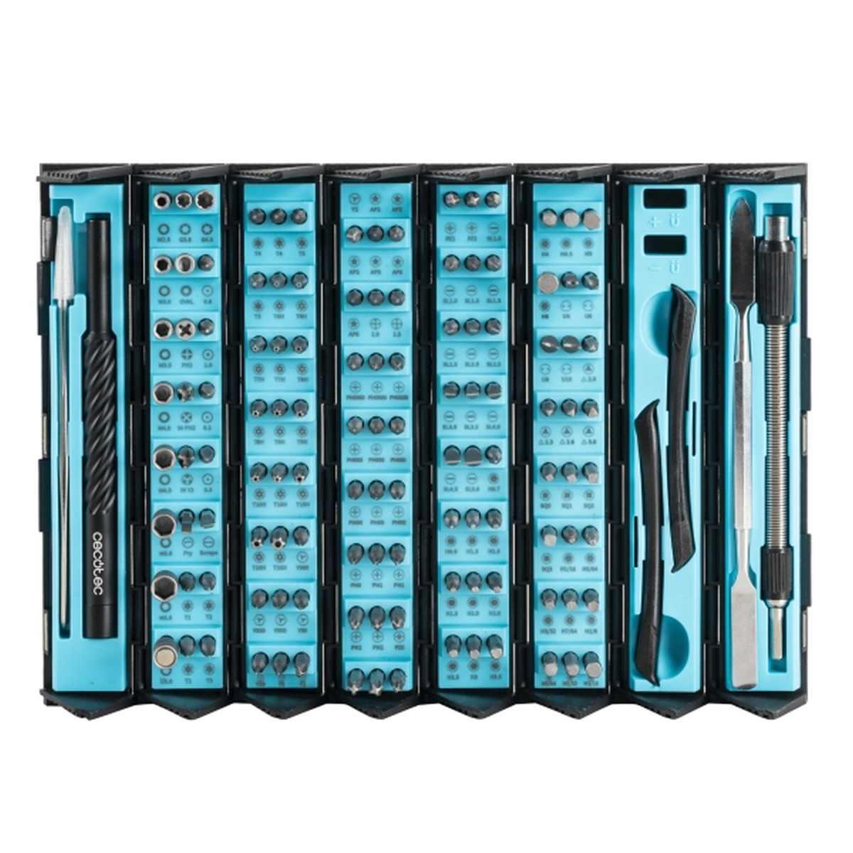 Set di cacciaviti di precisione Cecotec PrecisionGyro 300 Infinity - 128 pezzi - Include accessori - Custodia pieghevole con magnetizzatore - Nero
