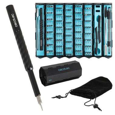 Set di cacciaviti di precisione Cecotec PrecisionGyro 300 Infinity - 128 pezzi - Include accessori - Custodia pieghevole con magnetizzatore - Nero