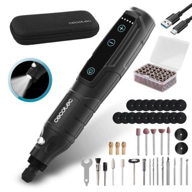 Cecotec Multihand One Detail Utensile multifunzione rotante senza fili - Batteria da 3,7 V - Velocità regolabile fino a 18000 giri/min - Valigetta per il trasporto - Luce LED - 74