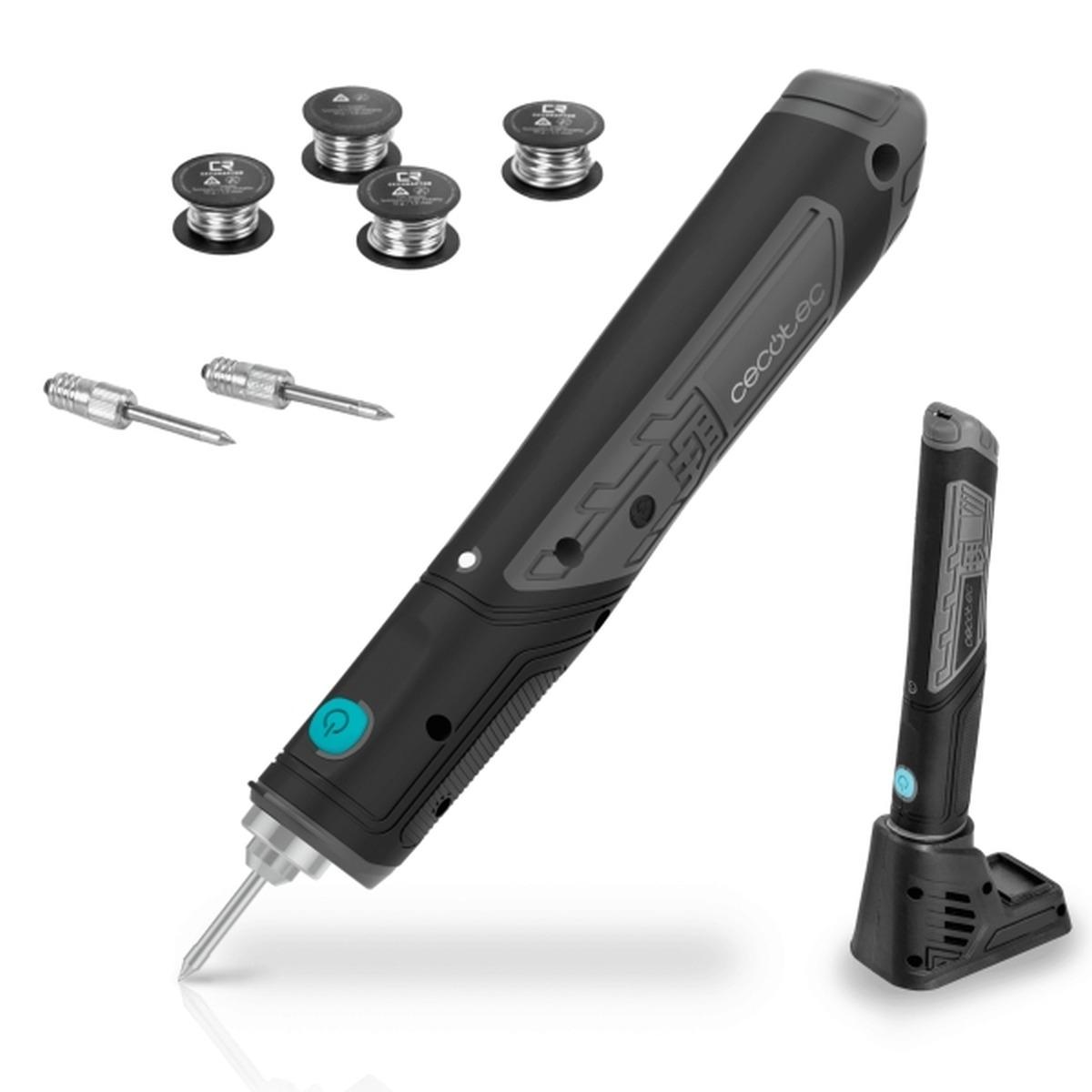 Saldatore cordless Cecotec CecoRaptor Perfect Solder 360 Advance - 8W - Autonomia batteria 40 min - Batteria da 1,5 Ah 4V - Temperatura fino a 450ºC - Luce LED - Supporto - Spegnim