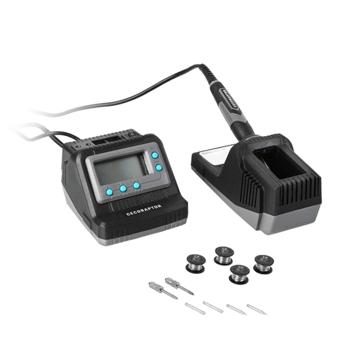 Stazione saldante Cecotec CecoRaptor SolderStation 600 Advance - 60W - Schermo LCD - Temperatura 200-400ºC - Supporto - Accessori inclusi - Riscaldamento rapido - Nero e grigio