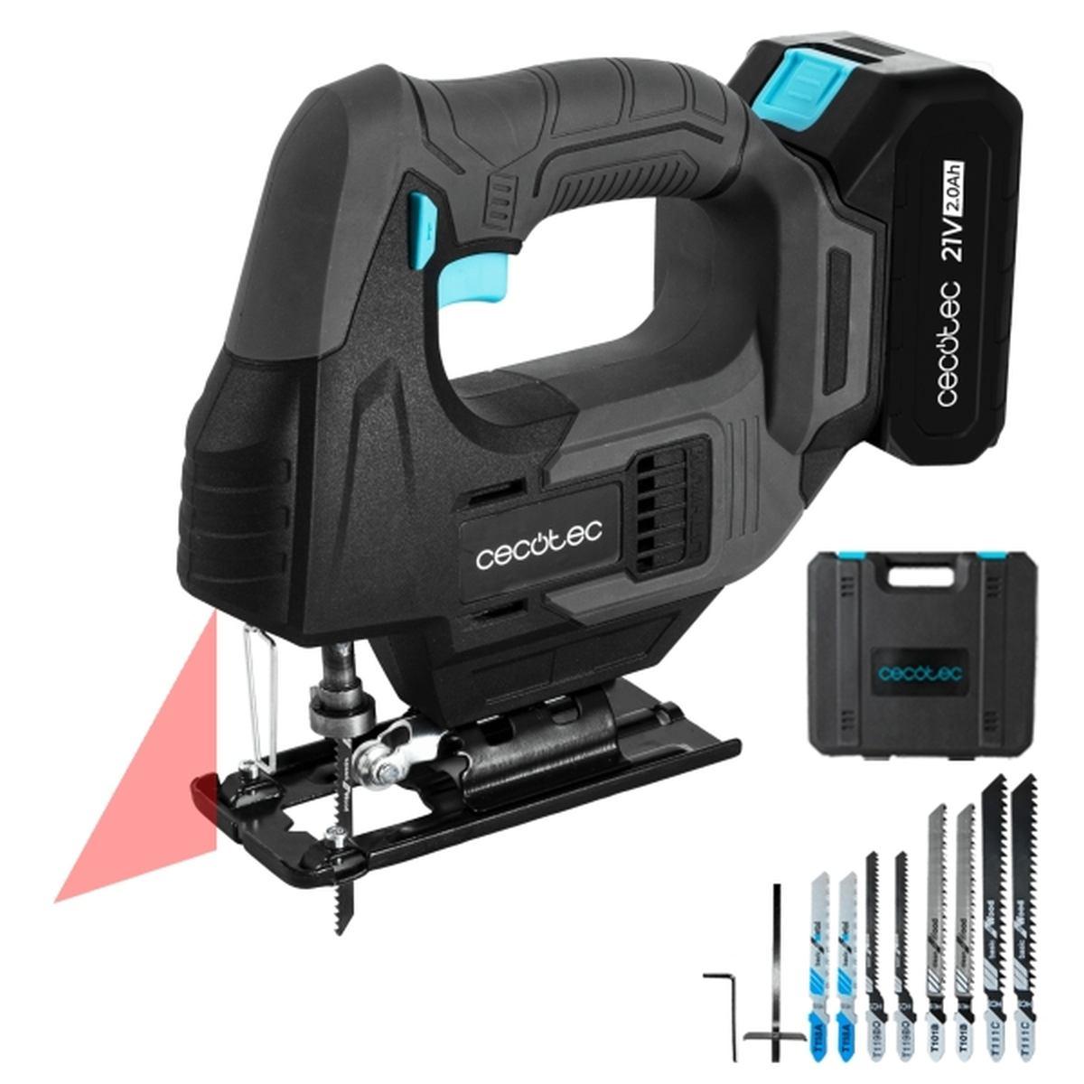 Seghetto alternativo a batteria Cecotec MultiCut 500 Vision Liberty - Batteria da 21 V 2 Ah - Accessori inclusi: luce LED, guida laser, mandrino autoserrante, valigetta per il tras
