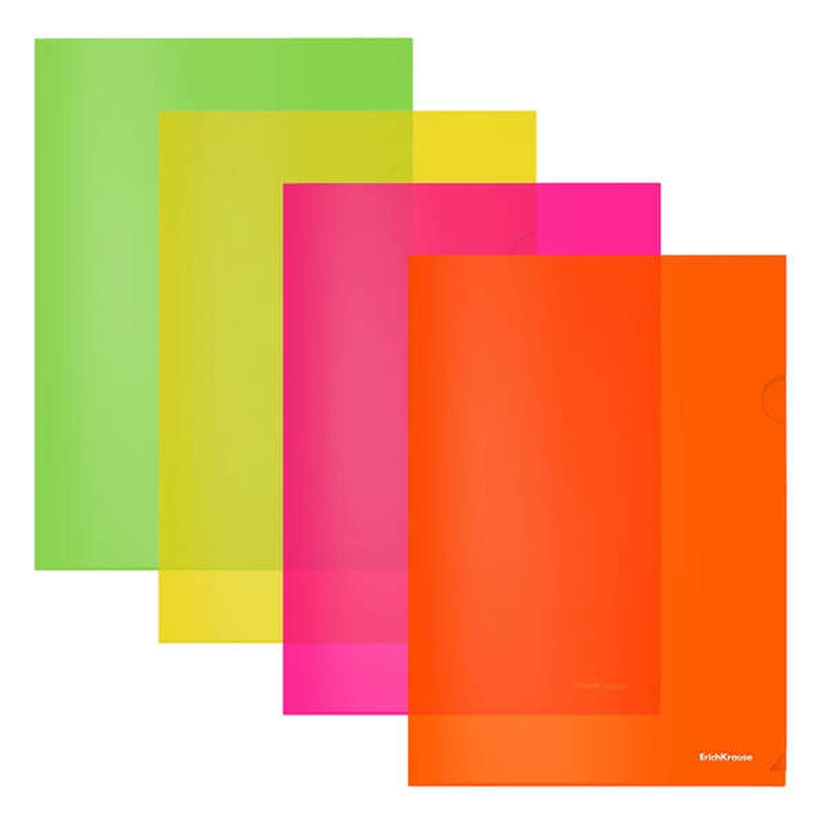 Cartelle Portadodumenti Erichkrause lucide color neon - Formato A4 semitrasparente - Colori assortiti