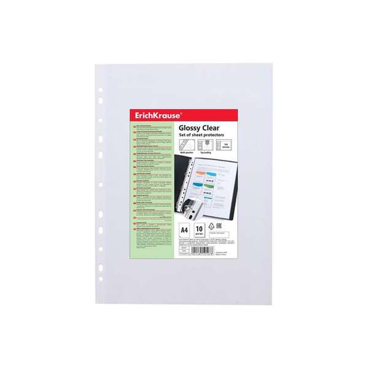 Buste Portalistino A4 | 10 buste | 100 micron | 11 fori | Finitura Trasparente | Lucida